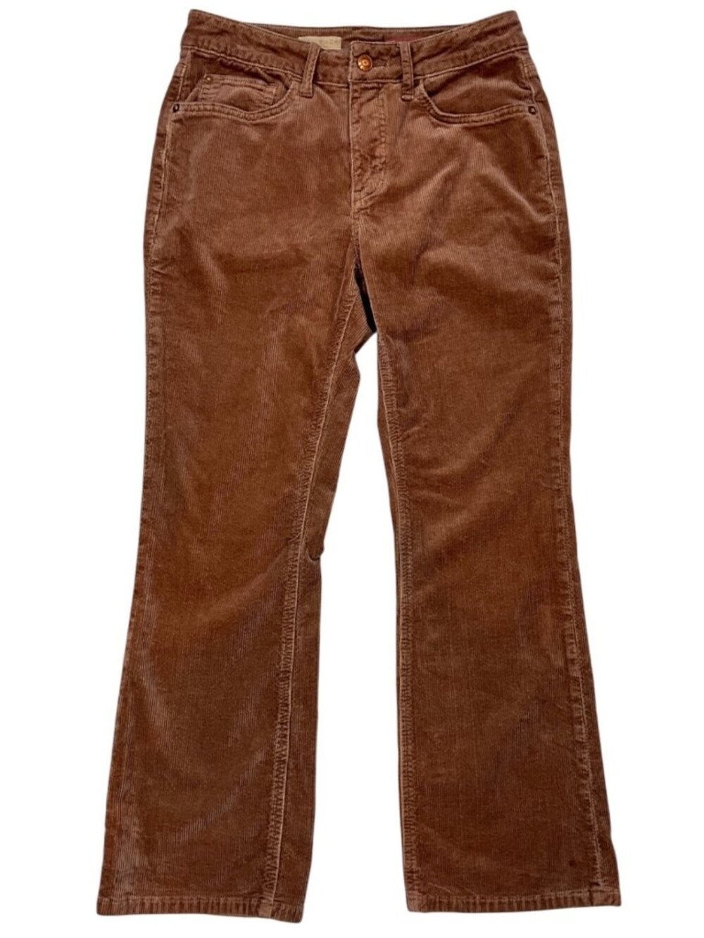 Anthropologie Pilcro The Yaya Mid Rise Crop Flare Corduroy Jean Pant 27 Brown